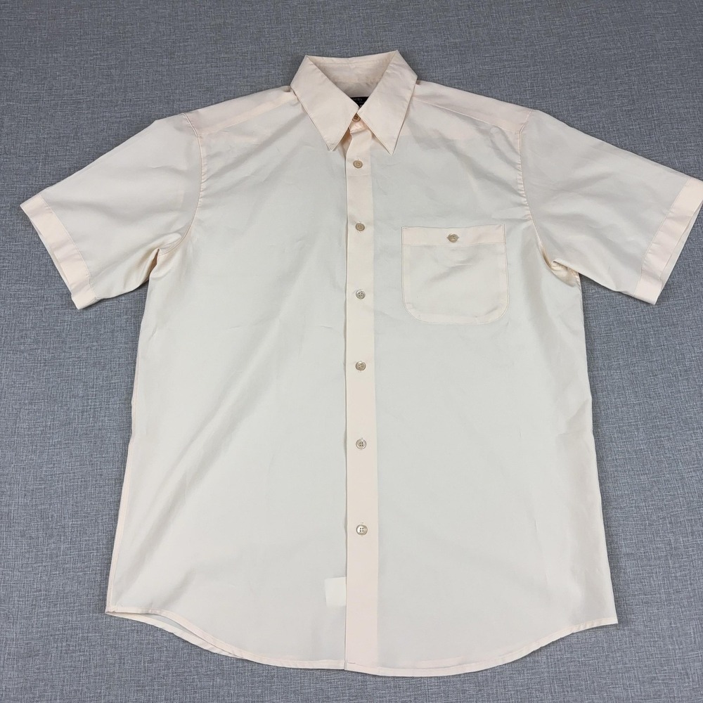 Zanella Shirt Mens Large White Short Sleeve Dress 100% Polyester Made In Italy